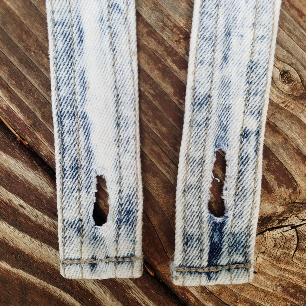 VINTAGE Girls Squeeze Bleached/Acid Washed Jean Overall Dress- M - Picture 11 of 14